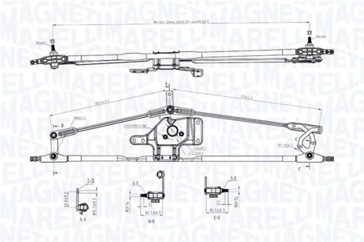 Mecanism stergator parbriz (fara motor) potrivit IVECO EUROSTAR, STRALIS I 01.93-