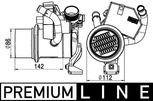 Radiator gaze evacuare potrivit AUDI A3, Q2, Q3, TT; SEAT ATECA, LEON, LEON SC, LEON ST; SKODA OCTAVIA III, SUPERB III; VW ARTEON, GOLF ALLTRACK VII, GOLF SPORTSVAN VII 1.6D/2.0D 05.11-