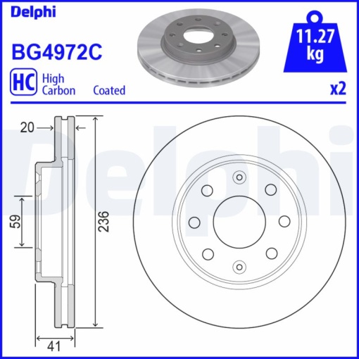 Set discuri frana (2 buc.) Fata Dreapta/Stanga potrivit CHEVROLET AVEO / KALOS, SPARK; DAEWOO KALOS, LANOS, NEXIA; OPEL CORSA B 1.0-1.6 03.93-