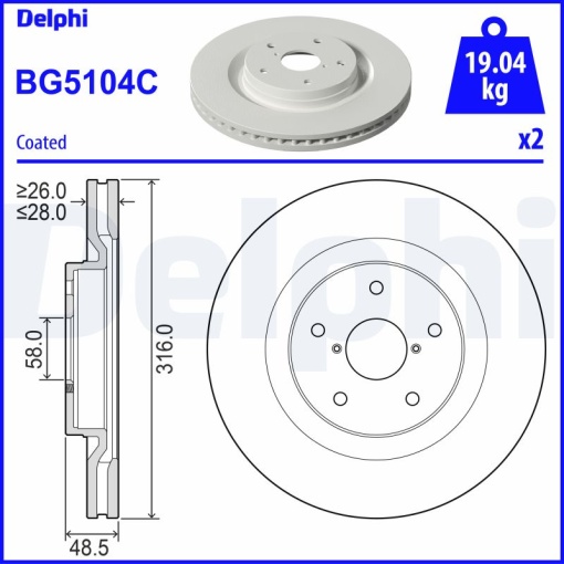 Set discuri frana (2 buc.) Fata Dreapta/Stanga potrivit SUBARU FORESTER 2.0/2.0H/2.5 04.18-
