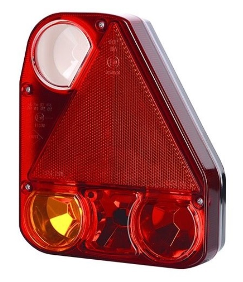 Stop spate dreapta (12/24V, cu intermitent, lumina de marșarier, cu lumina stop, lumini parcare, reflector triunghiular; fara bec)