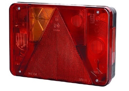 Stop spate stanga (12/24V, cu intermitent, cu lumina de ceata, cu lumina stop, lumini parcare, reflector triunghiular)