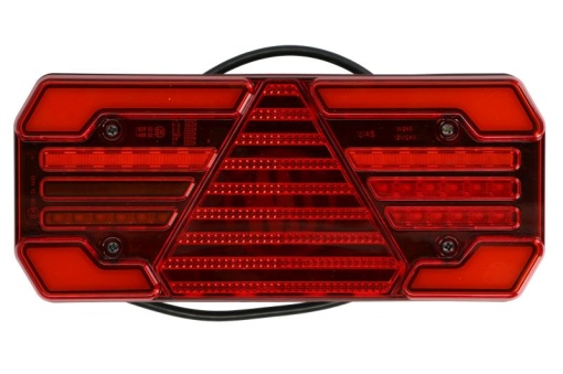 Stop spate stanga (LED, 12/24V, cu intermitent, cu far ceață, lumina de marșarier, cu stop, lumină de parcare, reflector triunghiular, lungime cablu: 2m)