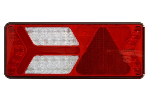 Stop spate stanga (LED, 12/24V, cu intermitent, cu far de ceata, marsarier, cu stop, lumina de parcare, reflector triunghiular, indicator dinamic, conector: 4x SuperSeal 2PIN/AMP 7PIN) potrivit BPW