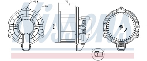 Ventilator habitaclu potrivit HYUNDAI ACCENT V, CRETA, IX35, IX55, SANTA FÉ II, SOLARIS; KIA RIO IV 1.4-Electric 03.06-