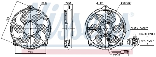 Ventilator radiator (cu carcasa) potrivit CITROEN BERLINGO/MINIVAN, C5 I, C8, JUMPY II; FIAT SCUDO, ULYSSE; LANCIA PHEDRA; PEUGEOT 807, EXPERT, EXPERT TEPEE 1.6D-3.0 07.98-