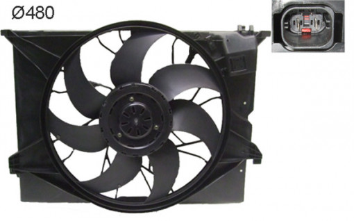 Ventilator radiator (cu carcasa) potrivit MERCEDES S (C216), S (W221) 2.2D-5.5 10.05-12.13