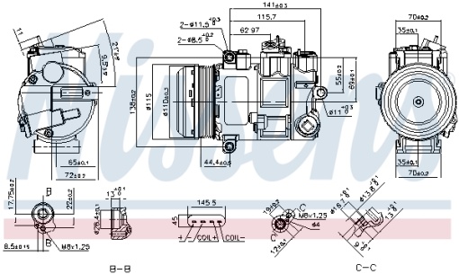 Compresor climatizare potrivit MERCEDES C (C204), C T-MODEL (S204), C (W204), E (A207), E (C207), E T-MODEL (S212), E (W212), GL (X166), GLK (X204), SLK (R172) 2.2D/3.0D/3.5 08.08-