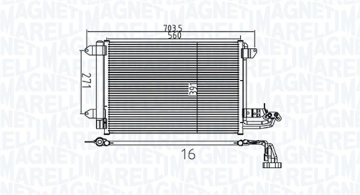 Condensator climatizare (cu uscator) potrivit AUDI A3, TT; SEAT ALTEA, ALTEA XL, LEON, TOLEDO III; SKODA OCTAVIA I, OCTAVIA II, SUPERB II, YETI; VW CADDY ALLTRACK, CADDY ALLTRACK/MINIVAN, CADDY III 1.0-3.6 08.00-