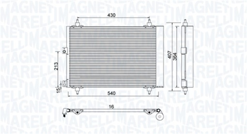 Condensator climatizare (cu uscator) potrivit CITROEN BERLINGO, BERLINGO/MINIVAN, XSARA PICASSO; PEUGEOT PARTNER, PARTNER/MINIVAN 1.6D 05.04-12.15