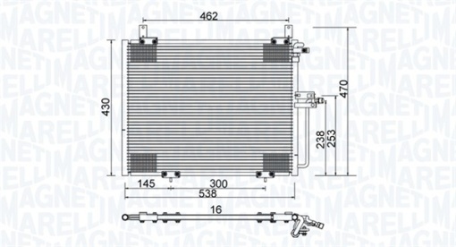 Condensator climatizare potrivit MERCEDES 124 (C124), 124 T-MODEL (S124), 124 (W124), E T-MODEL (S124), E (W124) 2.0D-3.0D 12.84-06.96
