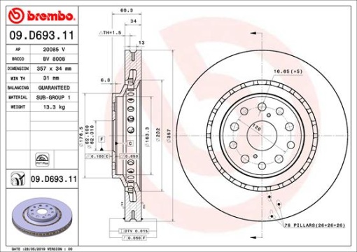 Disc frana Fata Dreapta potrivit LEXUS LS; CASE IH STEIGER 12.9D-5.0H 04.06-