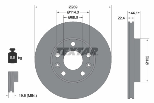 Disc frana Fata Dreapta/Stanga (fara pivot de fixare a rotii) potrivit DACIA DUSTER, DUSTER/SUV; NISSAN TERRANO; RENAULT DUSTER, KAPTUR, MEGANE IV 1.0-2.0 04.10-