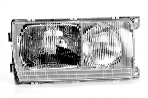 Far Dreapta (2*H3/H3/H4, pneumatic, fara motoras, culoare insertie: cromat, culoare semnalizator: transparent) potrivit MERCEDES 123 (C123), 123 T-MODEL (S123), 123 (W123)