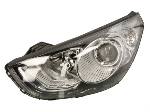 Far stanga (H7, reglaj electric, cu motoras, fundal negru/insertii crom) HYUNDAI IX35