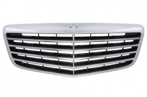 Grila radiator (AVANTGARDE, complet, crom/negru) potrivit MERCEDES E T-MODEL (S211), E (W211) 1.8-6.2 03.02-07.09 -04.09