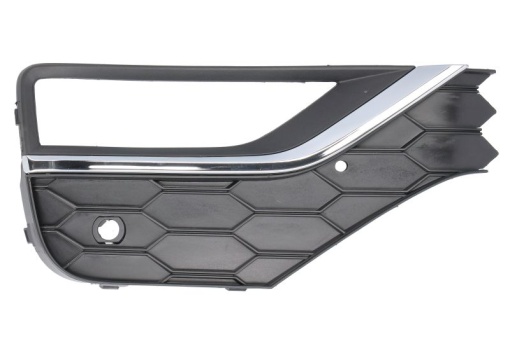 Grila ventilatie bara fata dreapta (cu dungi crom, cu orificii lampa ceata, plastic, negru) potrivit VW AMAROK 2H 05.16-05.22