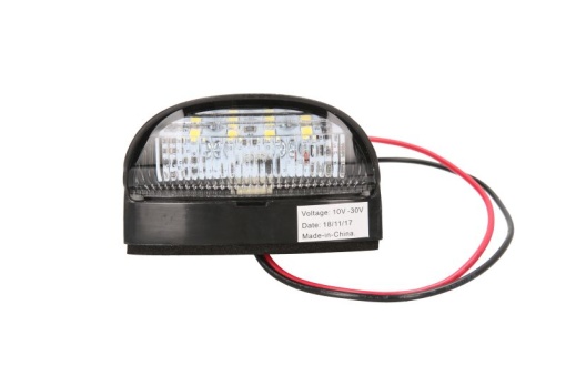 Lampa numar inmatriculare (LED, 12/24V, culoare: negru, culoare sticla: transparent, 44x50mm, lungime cablu: 250mm)