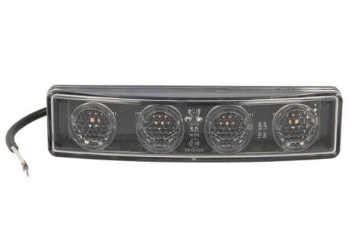 Lumina delimitare stanga/dreapta, forma: dreptunghiular, portocaliu, 4 LED, inaltime 43mm; latime 180mm lungime cablu 220mm, 12/24V (IP66/IP68) potrivit SCANIA 4, G I, P I, R I, T 05.95-05.19