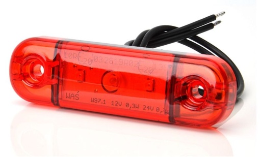Lumina delimitare stanga/dreapta, rosu, LED, inaltime 24,2mm; latime 83,8mm; adancime 10,4mm lungime cablu 230mm, 12/24V