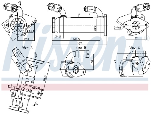 Radiator recirculare gaze esapament potrivit LAND ROVER RANGE ROVER III, RANGE ROVER SPORT I 3.6D 04.06-03.13