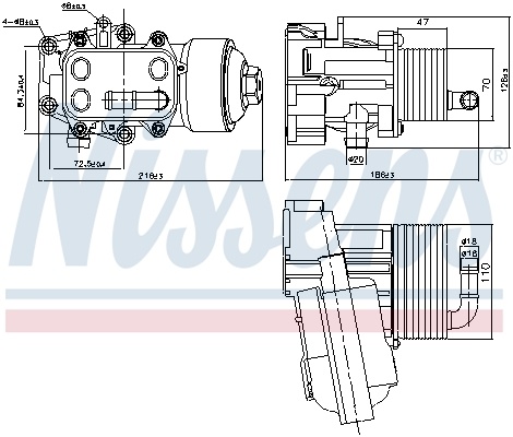 Radiator ulei (cu carcasa filtru ulei) potrivit AUDI A6 C7 2.0D 03.11-09.18