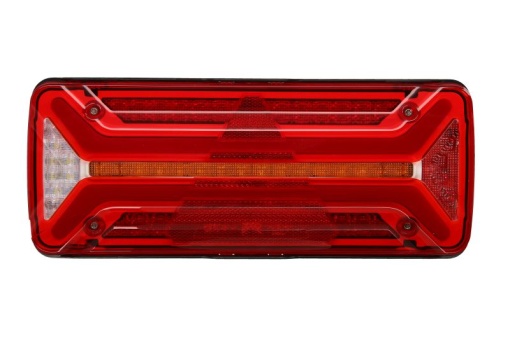 Stop spate dreapta ECOLED II (LED, 10/30V, cu intermitent, cu lumina de ceata, lumina de marșarier, cu lumina stop, lumini parcare, reflector triunghiular, indicator dinamic, conector: 4x SuperSeal 2PIN/AMP DIN 7PIN Ba