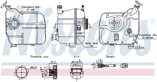 Vas expansiune racire (cu priza, cu senzor nivel) potrivit CHEVROLET MALIBU; OPEL INSIGNIA A, INSIGNIA A COUNTRY; SAAB 9-5 01.08-
