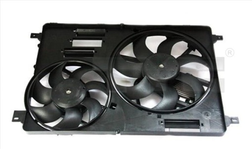 Ventilator radiator (cu carcasa, cu controler; dublu) potrivit VOLVO S60 II, S80 II, V60 I, V60 II, V70 II, V70 III, V70 III/KOMBI, XC60 I, XC70 II 2.0D-3.2ALK 05.05-