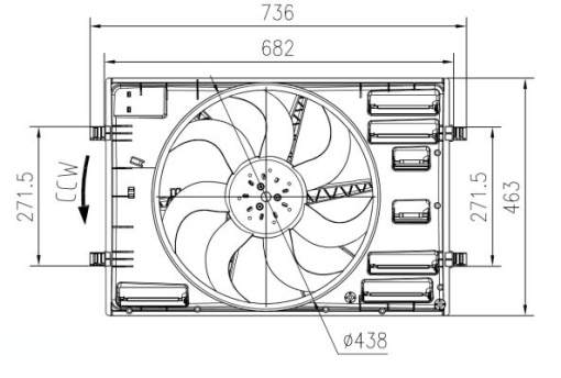 Ventilator radiator (cu carcasa) potrivit AUDI A3, Q2, Q3, TT; CUPRA FORMENTOR; SEAT ATECA, LEON, LEON SC, LEON ST, LEON ST/KOMBI, LEON/HATCHBACK, TARRACO; SKODA KAROQ 1.0-Electric 04.12-