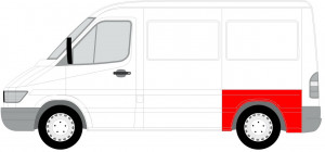 Aripa spate Stanga (model scurt, inaltime 80mm) potrivit MERCEDES SPRINTER 2-T (B901, B902), SPRINTER 3-T (B903), SPRINTER 4-T (B904), SPRINTER 5-T (B905); VW LT 28-35 II 02.95-05.06 - Img 2