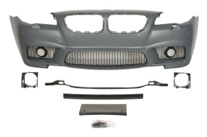 Bara Fata potrivita BMW 5 (fara primer Pachet M, cu grilaje, cu orificii lampa ceata, cu orificii spalator faruri, cu orificii senzori parcare, grund)