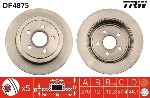 Disc frana Spate Dreapta/Stanga potrivit CHRYSLER PT CRUISER; DODGE NEON II 1.6-2.4 08.99- - Img 3