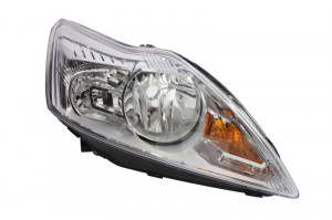 Far dreapta potrivit FORD FOCUS 2008-2012 - (H1/H7, reglaj electric, cu motoras, fundal cromat)