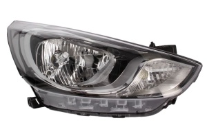Far fata Dreapta (H4/PY21W/W5W, electric, fara motoras, culoare insert: negru) potrivit HYUNDAI ACCENT IV - Img 1