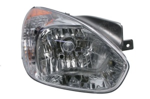 Far fata Dreapta (H4/PY21W/W5W, manual, fara motoras, culoare insert: cromat, culoare semnalizator: galben) potrivit HYUNDAI ACCENT III - Img 1
