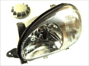 Far Stanga (H4, electric, fara motoras, culoare insert: cromat, culoare semnalizator: alb) potrivit DAEWOO LANOS; FSO LANOS