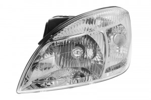 Far stanga potrivit KIA RIO, HATCHBACK/LIMUZINA/COMBI 2005-2011 - (H4, electric, cu motoras, fundal cromat, fundal transparent)
