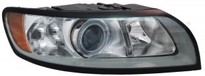 Far stanga potrivit VOLVO S40 II, V50 - (H7/H9, electric, cu motoras, fundal argintiu)