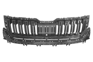 Grila radiator potrivit SKODA KODIAQ I 2017-2018 - (cu gaura pentru camera, cu dunga; negru lucios)
