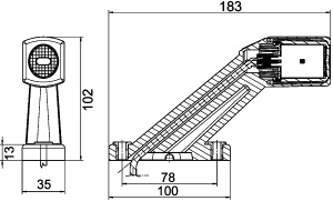 Lumina clarificare dreapta, rosu/alb/galben, LED, inaltime 102mm; latime 35mm; adancime 35/183mm, lungime cablu 500mm, 12/24V (IP6K9K) - Img 3