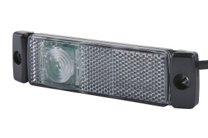 Lumina delimitare stanga/dreapta, alb, LED, inaltime 16mm; latime 130mm; adancime 32mm, surub/fixare orizontala/fixare verticala, lungime cablu 500mm, 12V (IP6K9K) - Img 1