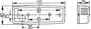 Lumina delimitare stanga/dreapta; rosu; Halogen/W5W; inaltime 40; latime 25; adancime 110; fixare orizontala/fixare verticala; fara prindere; 12V (fara bec) - Img 2