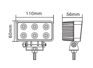 Lumina lucru (Epistar LED, 10-30V, 18W, 1440lm, numar elemente LED: 6x3W, inaltime: 60mm, latime: 110mm, adancime: 56mm) - Img 3