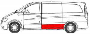 Prag lateral stanga potrivit MERCEDES VITO / MIXTO W639, VITO W639 2003-2010 - scurt model, partea inferioara - Img 4