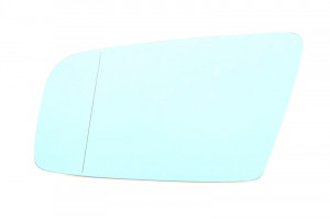 Sticla oglinda exterioara Stanga potrivit BMW 5 (E60), 5 (E61) 2001-2010 - (asferica, incalzita, albastru)