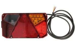 Stop spate dreapta (LED, 12/24V, cu intermitent, cu lumina stop, lumini parcare, cu lumina placuta inmatriculare, reflector triunghiular) - Img 1