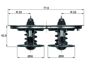 Termostat lichid racire (8; 80°C/80°C, cu garnitura) potrivit SCANIA 4, 4 BUS, G I, K, N BUS, P I, R I, T DC09.110-DT16.08 05.95- - Img 2
