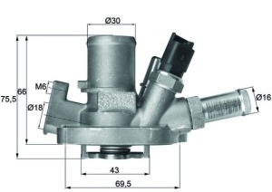 Termostat lichid racire (80°C, in carcasa) potrivit ABARTH 500 / 595 / 695, 500C / 595C / 695C, GRANDE PUNTO, PUNTO, PUNTO EVO; ALFA ROMEO GIULIETTA, GIULIETTA/HATCHBACK, MITO 1.2-2.0D 09.07- - Img 1