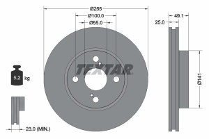 Disc frana Fata Dreapta/Stanga (fara pivot de fixare a rotii) potrivit TOYOTA COROLLA, COROLLA VERSO, PRIUS 1.5H/1.6/1.8 09.00-07.14 - Img 3